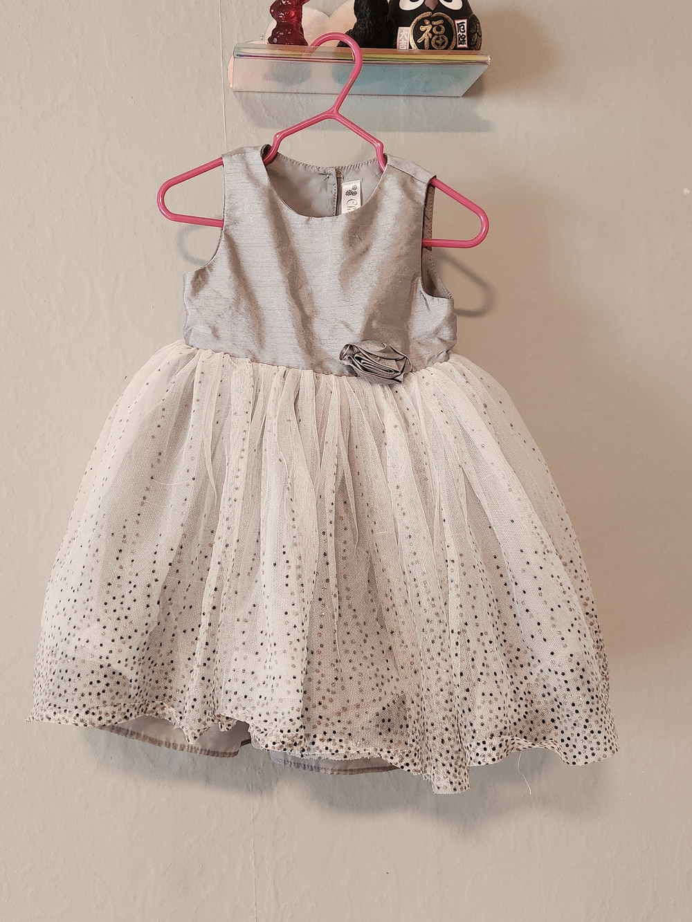 Cherokee 18 Month Silver and White Sparkle Tulle Dress